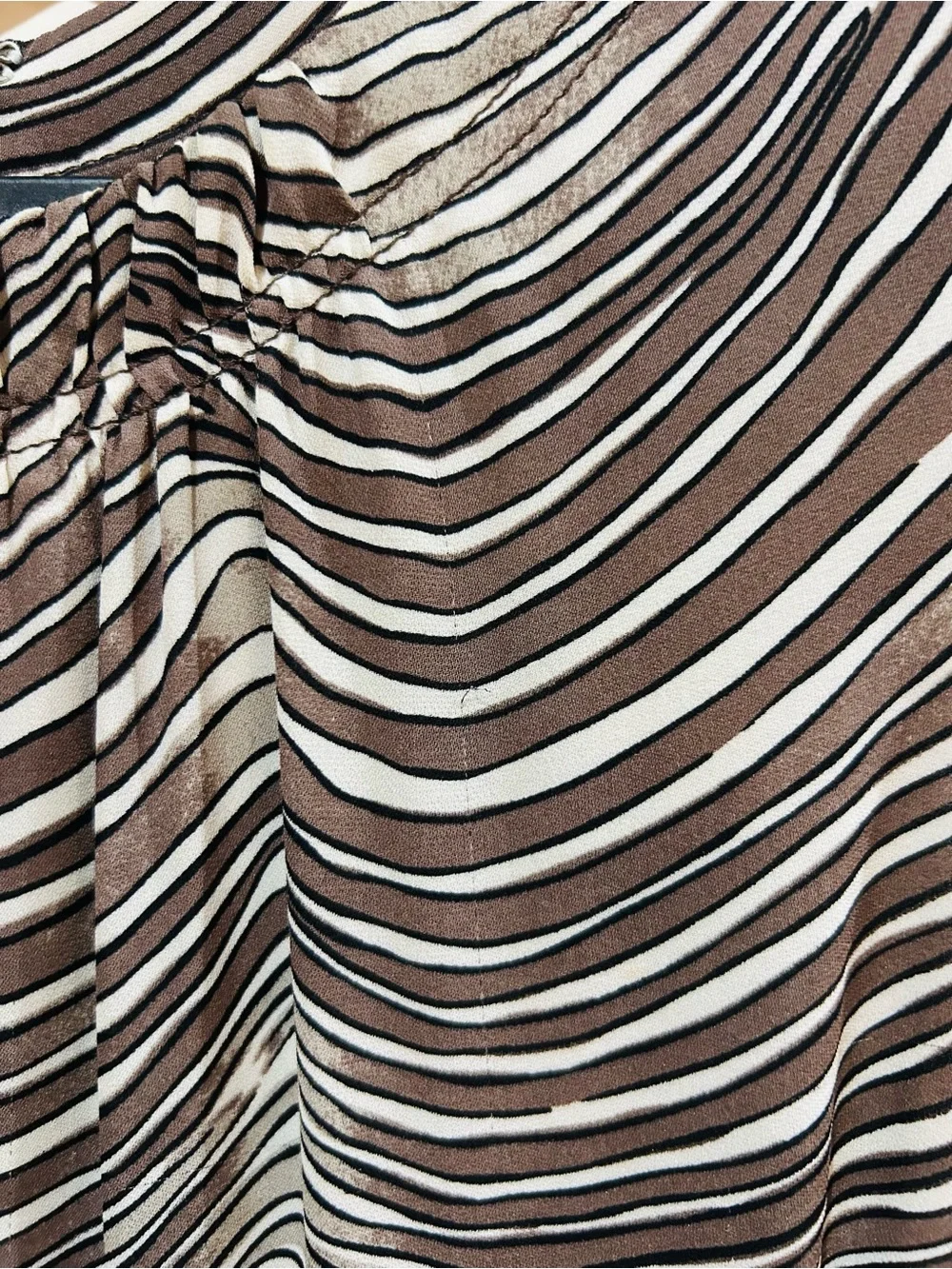 Tory Burch Espresso & Ivory Zebra Print Silk Midi Dress Luxury Designer Size 10